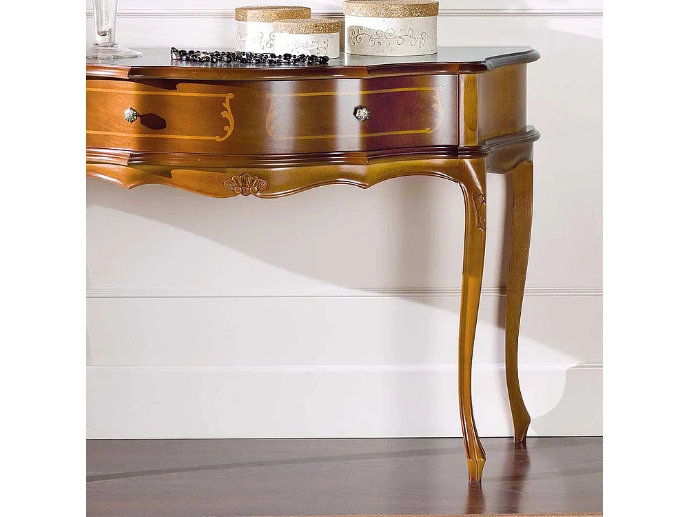 Flur Konsolentisch im Barock Look Nussbaum furniert