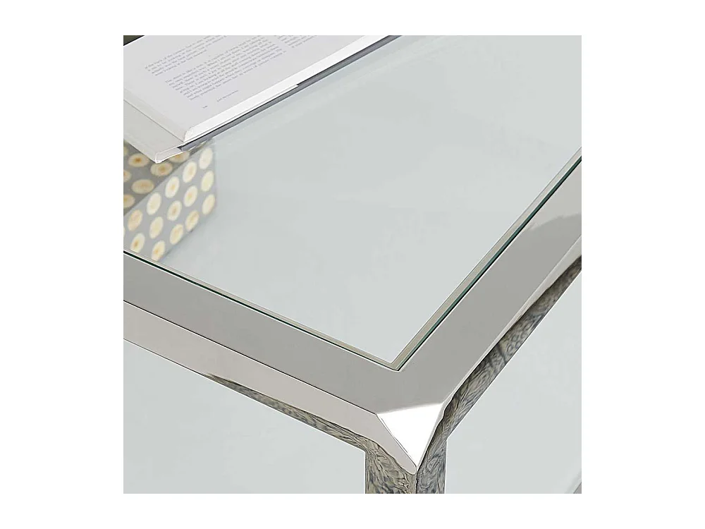 Design Konsolentisch in Weiß und Transparent Edelstahl und Glas