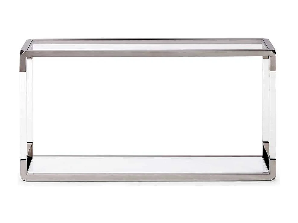 Design Konsolentisch in Weiß und Transparent Edelstahl und Glas