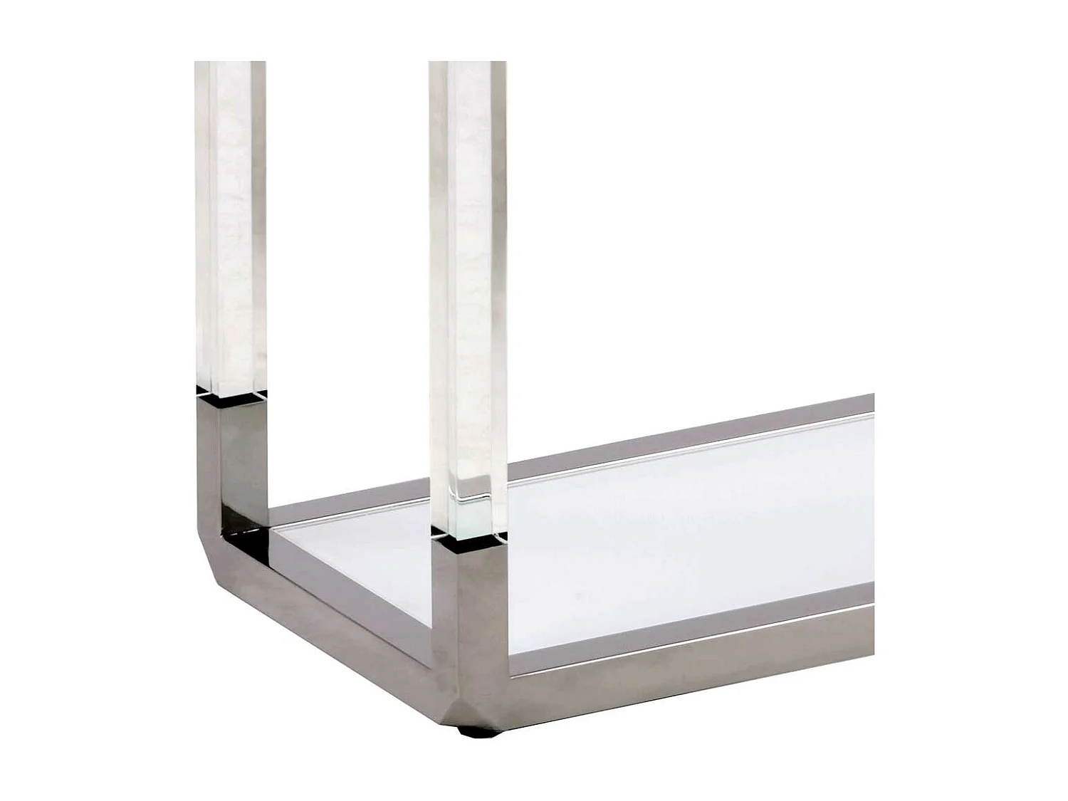 Design Konsolentisch in Weiß und Transparent Edelstahl und Glas