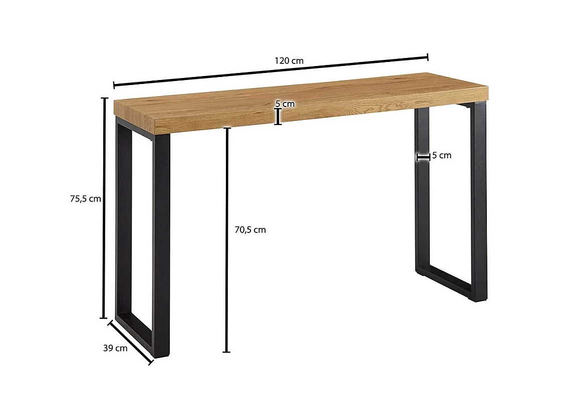 Konsolentisch 120 cm breit Bügelgestell aus Metall