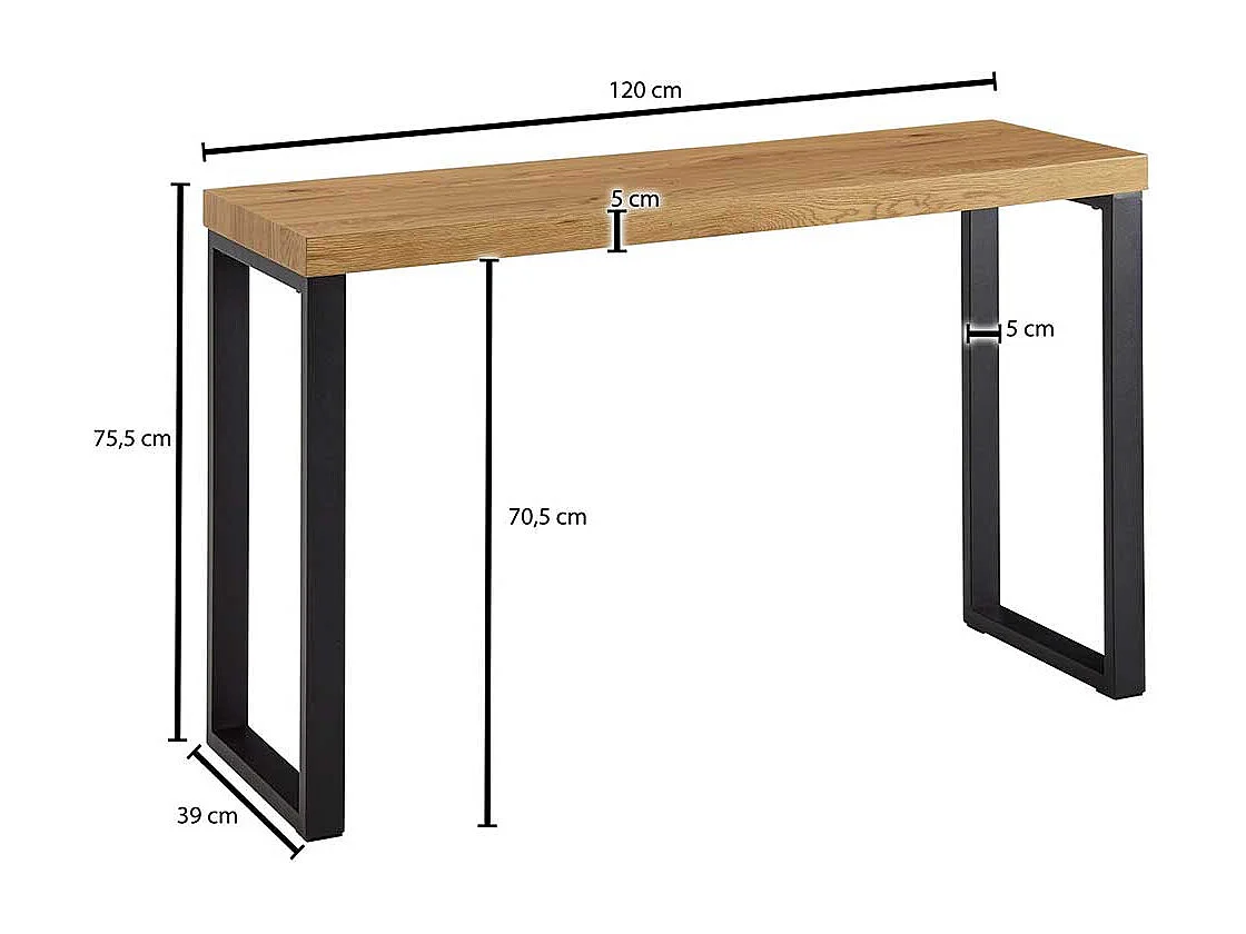 Konsolentisch 120 cm breit Bügelgestell aus Metall