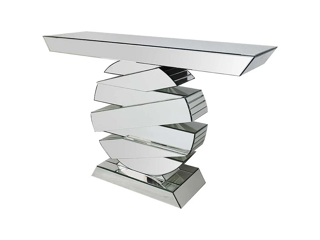 Designtisch aus Spiegelglas 80 cm hoch