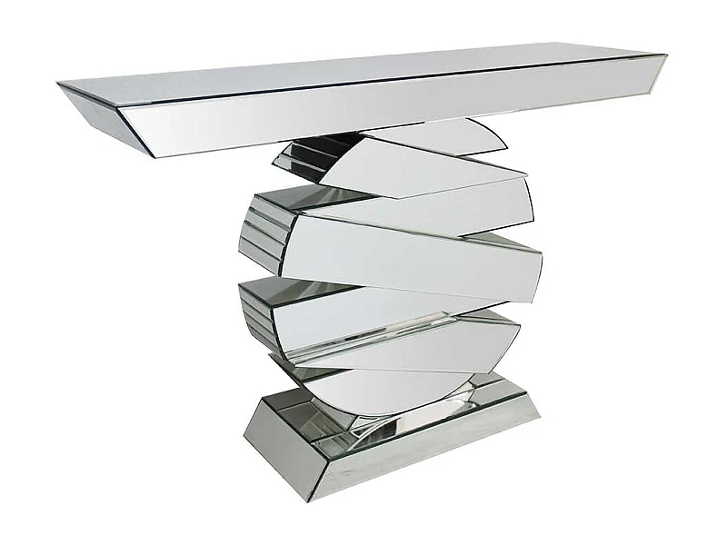 Designtisch aus Spiegelglas 80 cm hoch