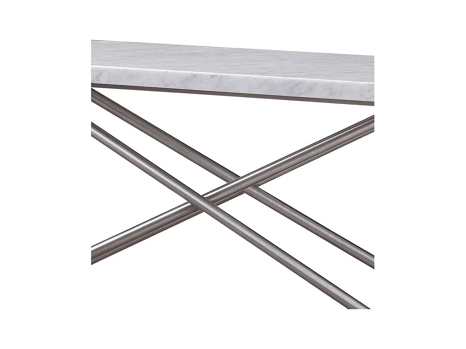 Marmor Konsolentisch in Weiß Vierfußgestell aus Edelstahl