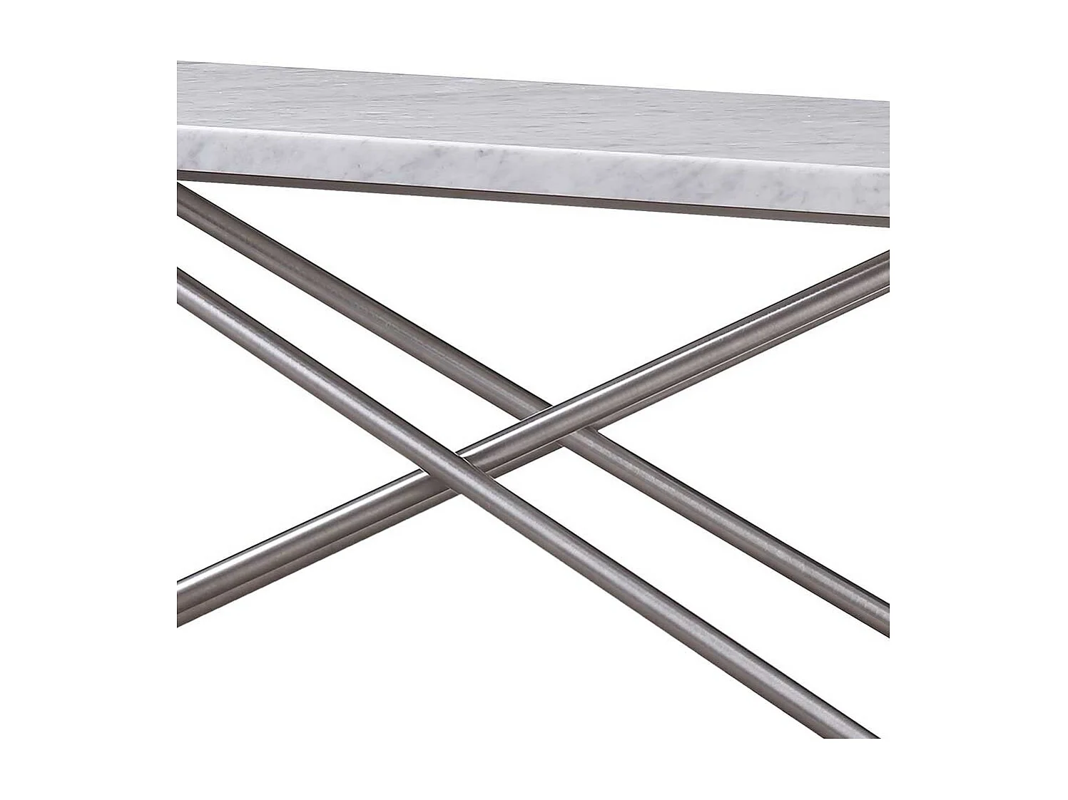 Marmor Konsolentisch in Weiß Vierfußgestell aus Edelstahl