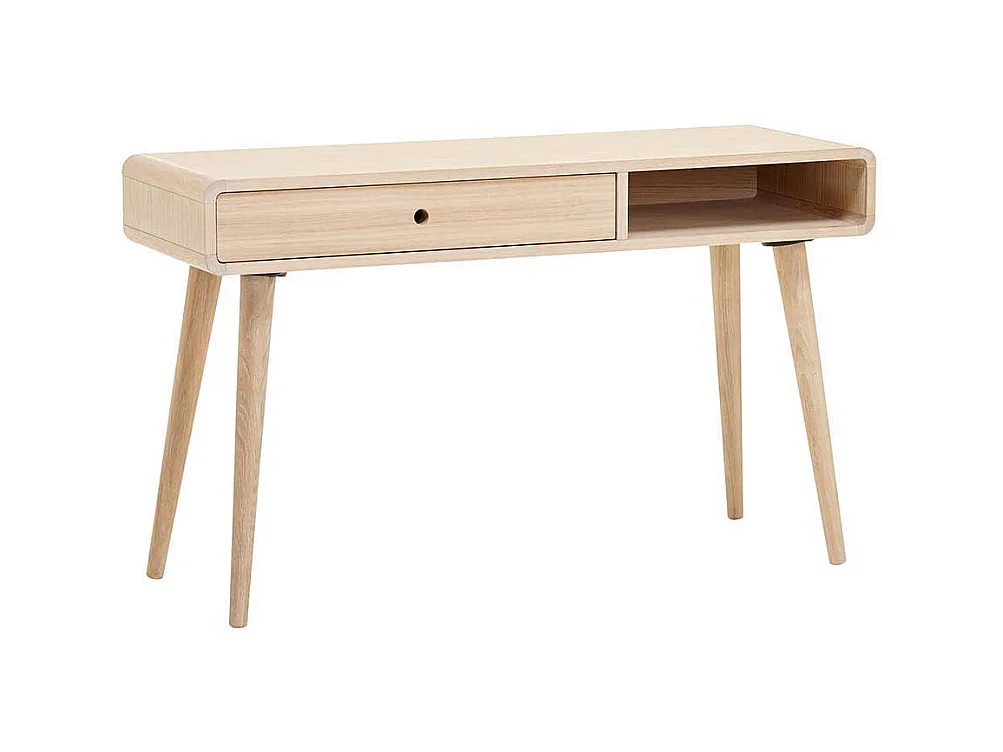 Retro Schreibtisch aus Eiche Bianco geölt Schublade