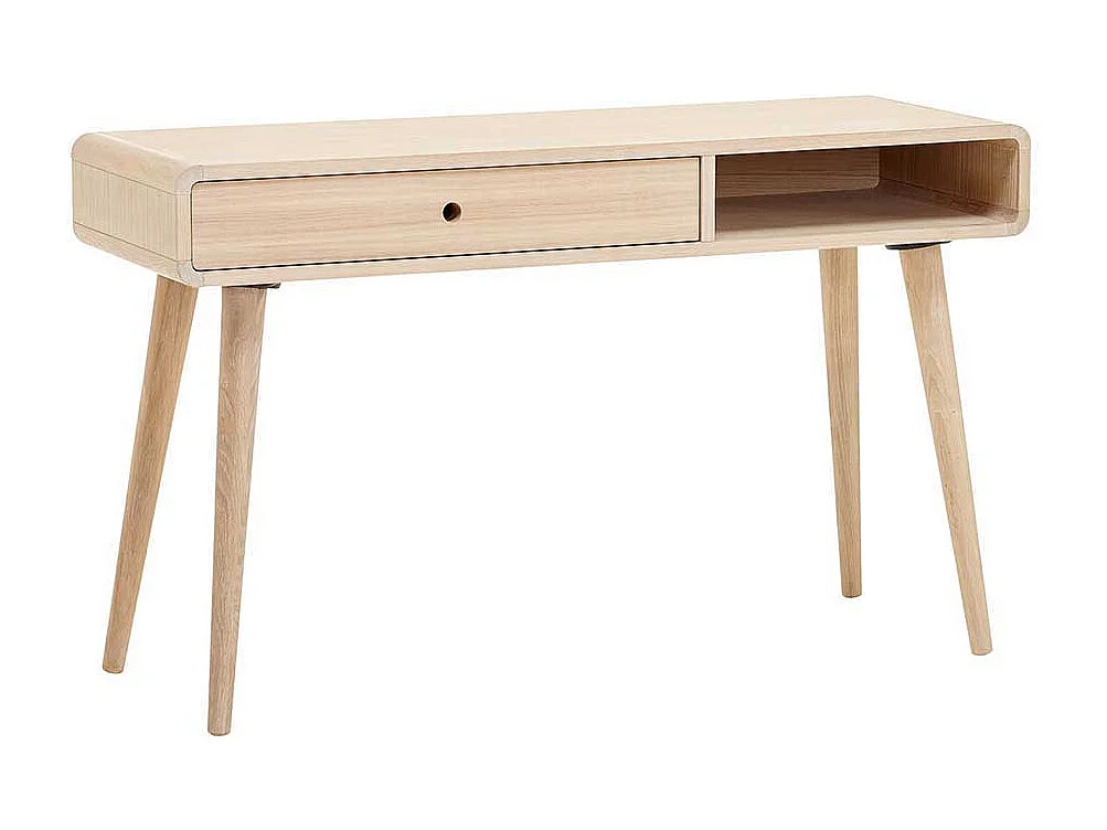 Retro Schreibtisch aus Eiche Bianco geölt Schublade