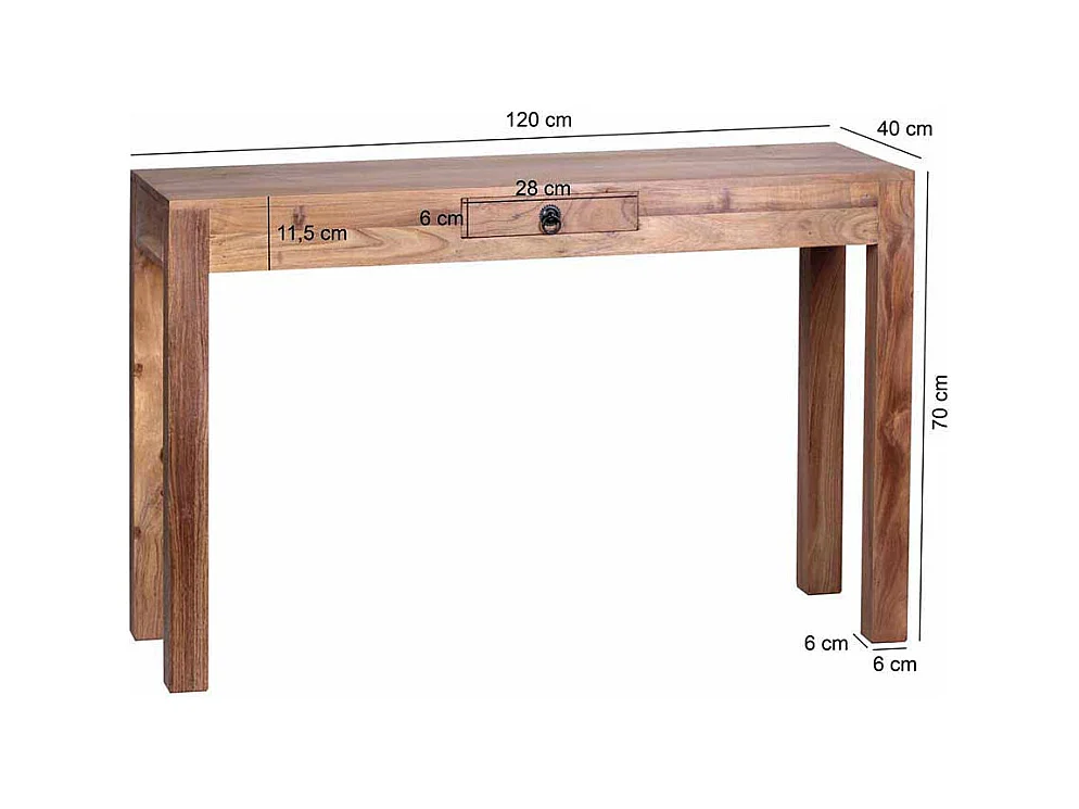 Konsolentisch aus Akazie Massivholz mit Schublade