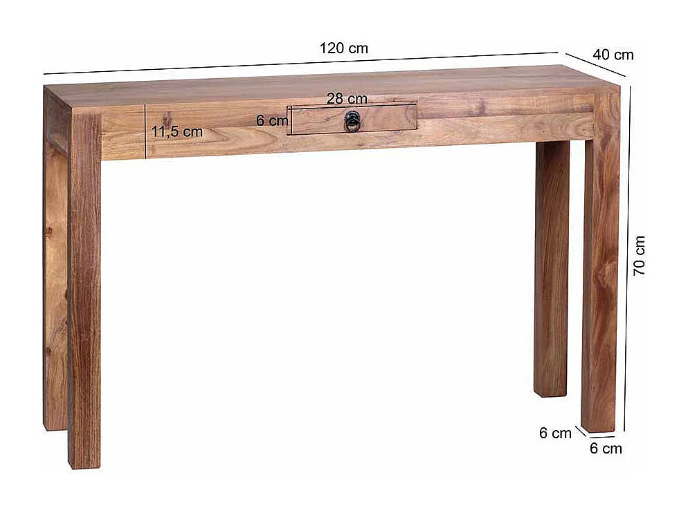 Konsolentisch aus Akazie Massivholz mit Schublade