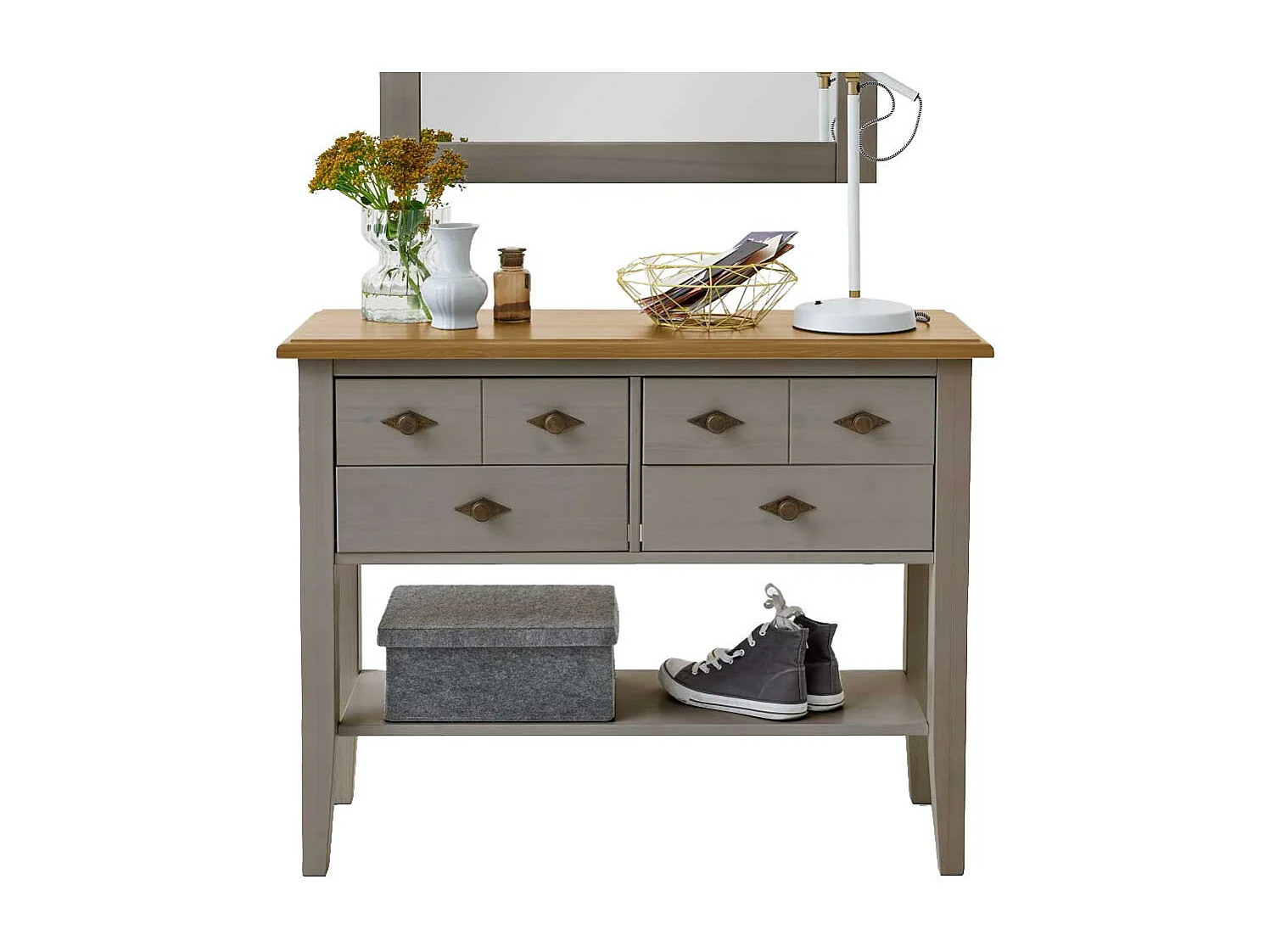 Kommodentisch in Grau Kiefer teilmassiv