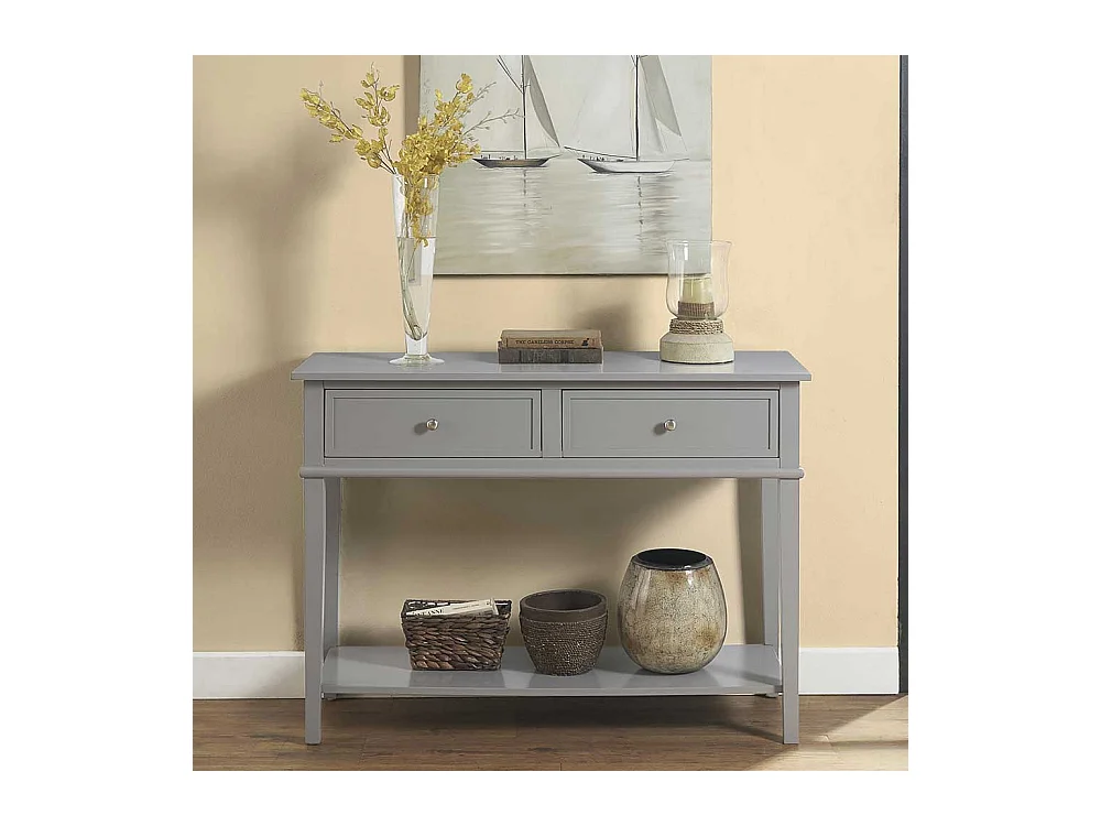 Landhausstil Konsolentisch in Grau zwei Schubladen