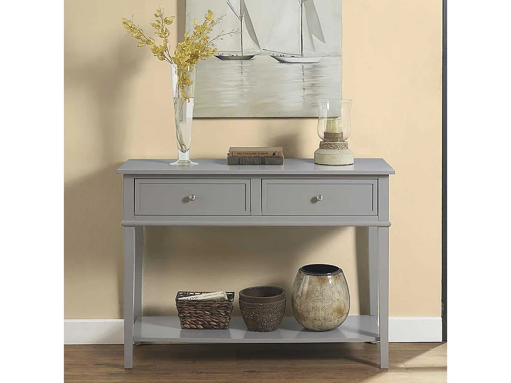 Landhausstil Konsolentisch in Grau zwei Schubladen