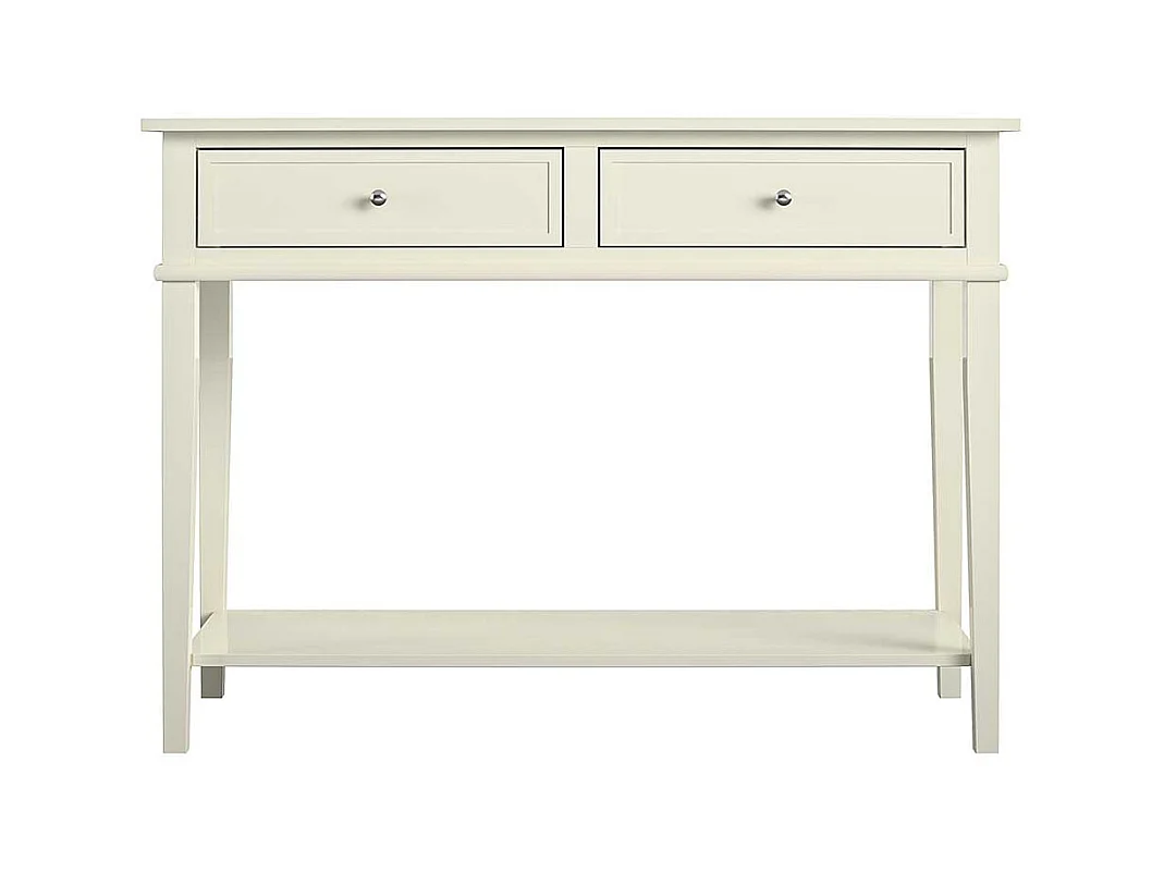 Landhaus Konsolen Tisch in Cremefarben zwei Schubladen