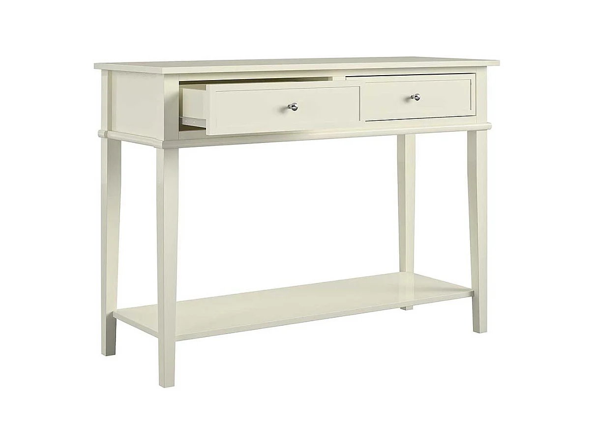 Landhaus Konsolen Tisch in Cremefarben zwei Schubladen