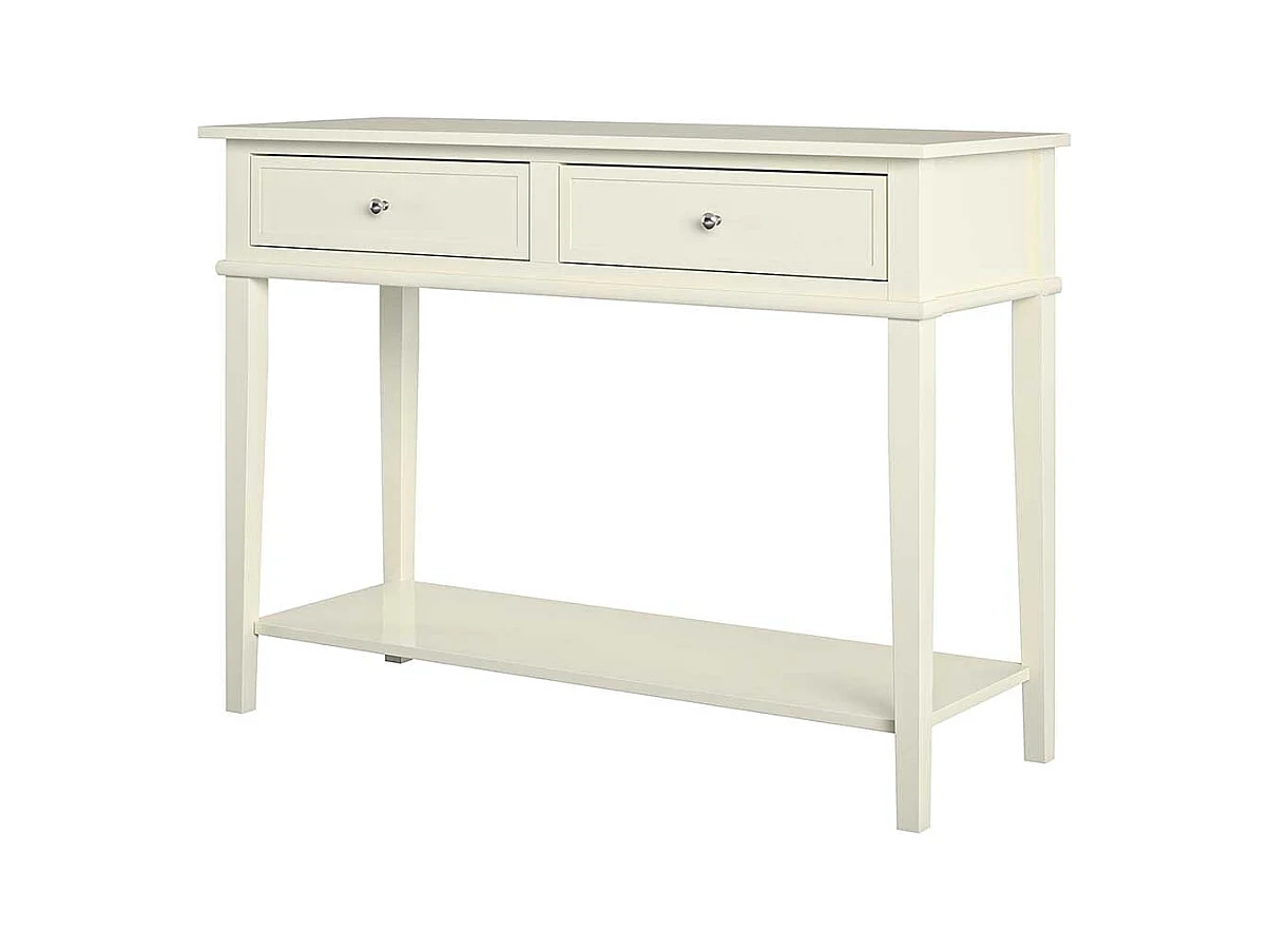 Landhaus Konsolen Tisch in Cremefarben zwei Schubladen