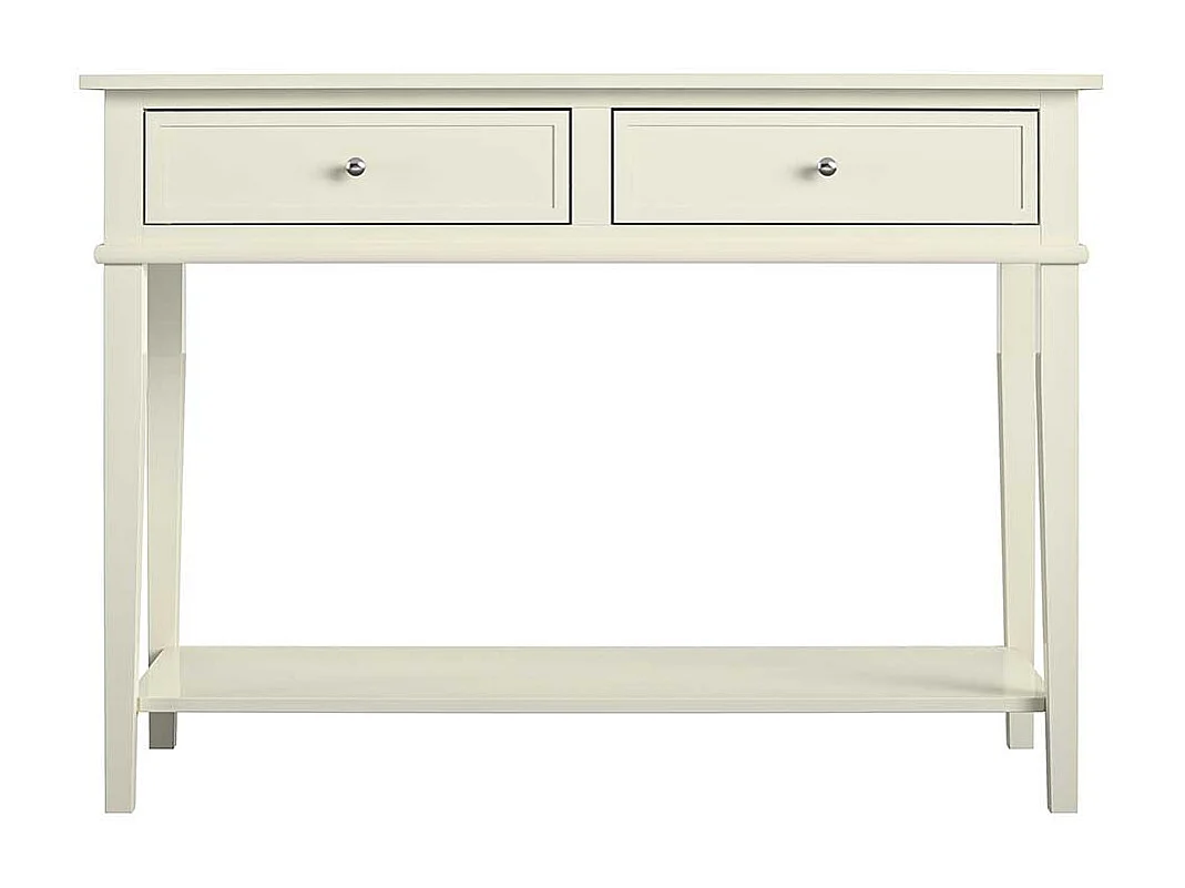 Landhaus Konsolen Tisch in Cremefarben zwei Schubladen