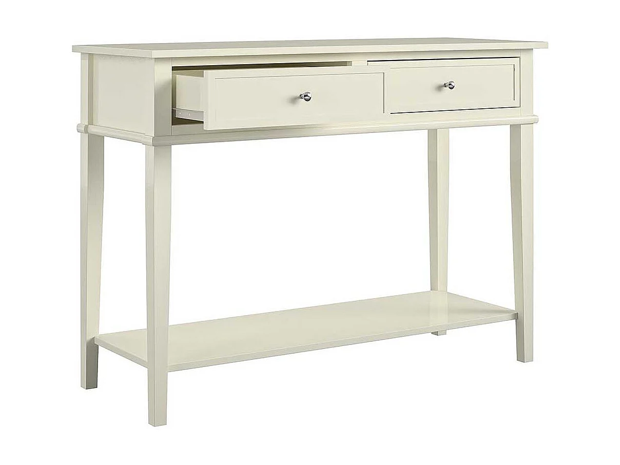 Landhaus Konsolen Tisch in Cremefarben zwei Schubladen