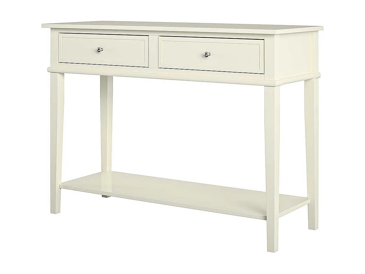 Landhaus Konsolen Tisch in Cremefarben zwei Schubladen