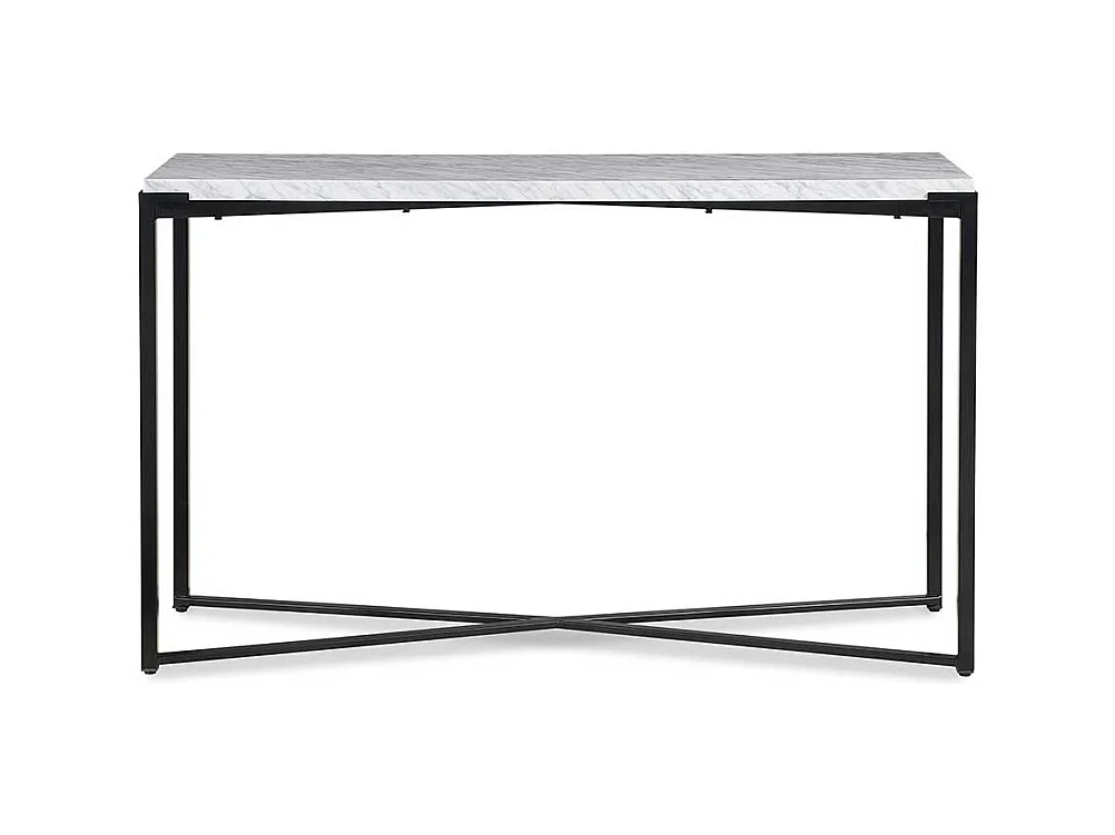 Marmor Konsolentisch in Weiß Bügelgestell aus Metall