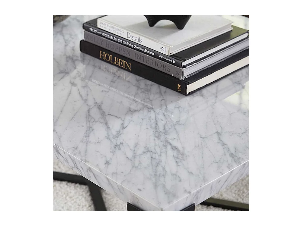 Marmor Konsolentisch in Weiß Bügelgestell aus Metall