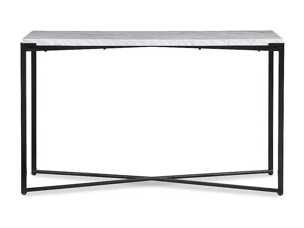 Marmor Konsolentisch in Weiß Bügelgestell aus Metall