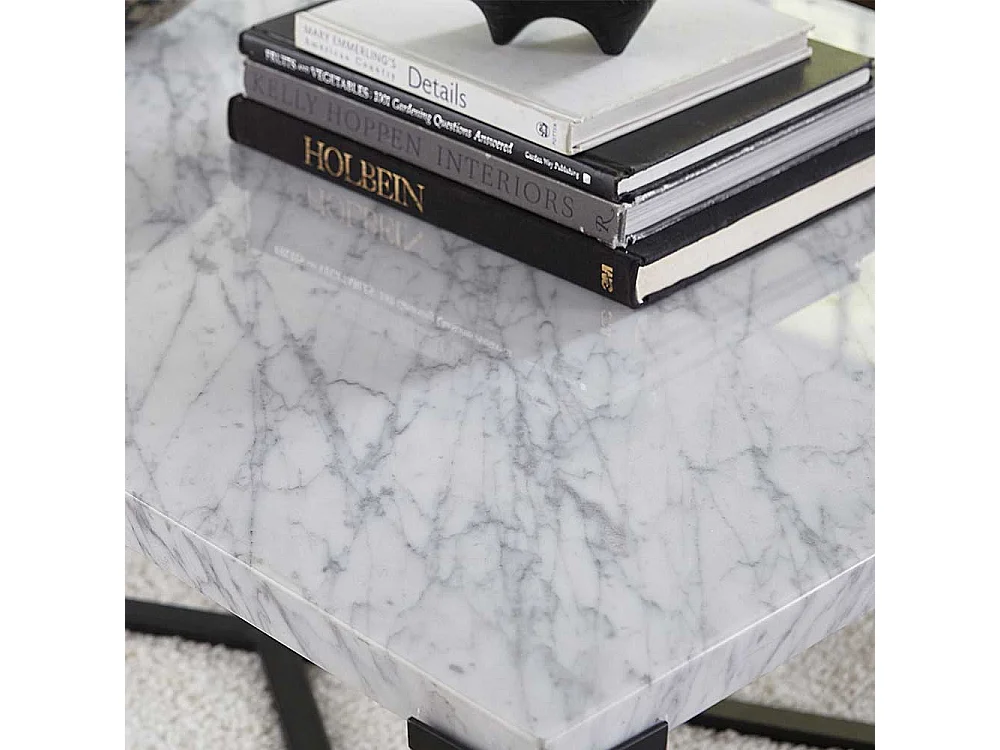 Marmor Konsolentisch in Weiß Bügelgestell aus Metall