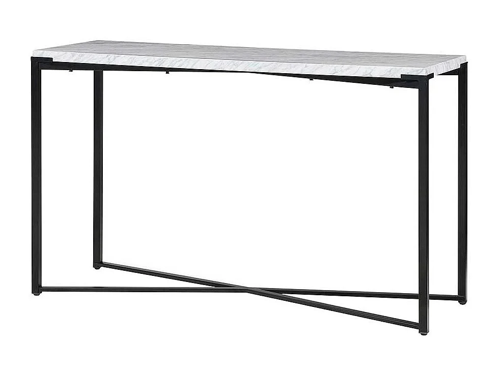 Marmor Konsolentisch in Weiß Bügelgestell aus Metall
