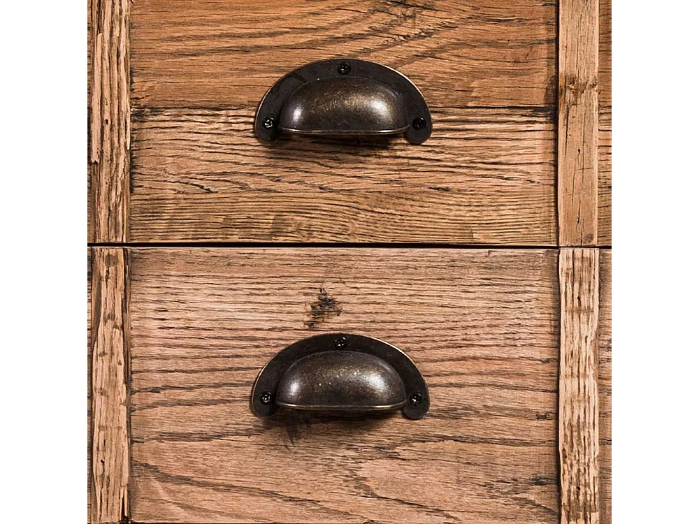 Konsolentisch aus Eiche antik Recyclingholz sechs Schubladen