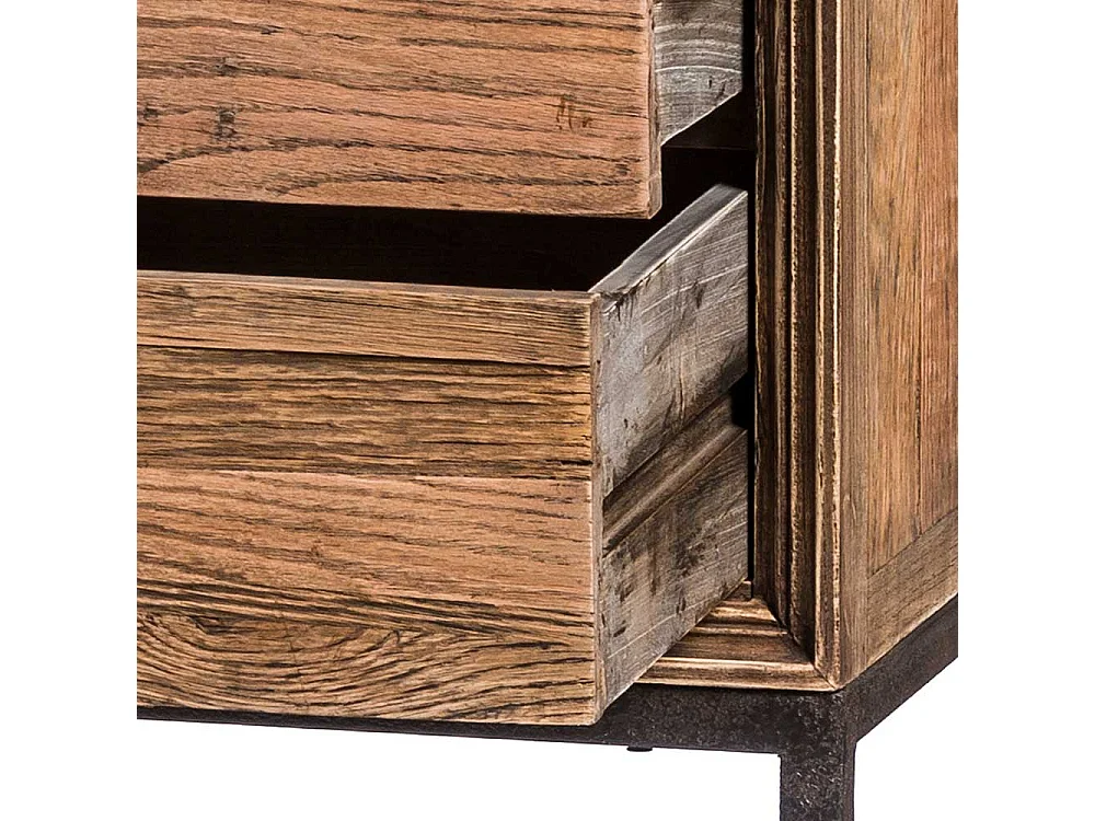 Konsolentisch aus Eiche antik Recyclingholz sechs Schubladen