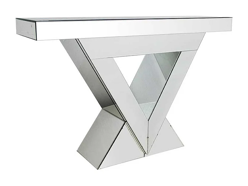 Spiegel Designtisch mit Glasplatte Säulengestell