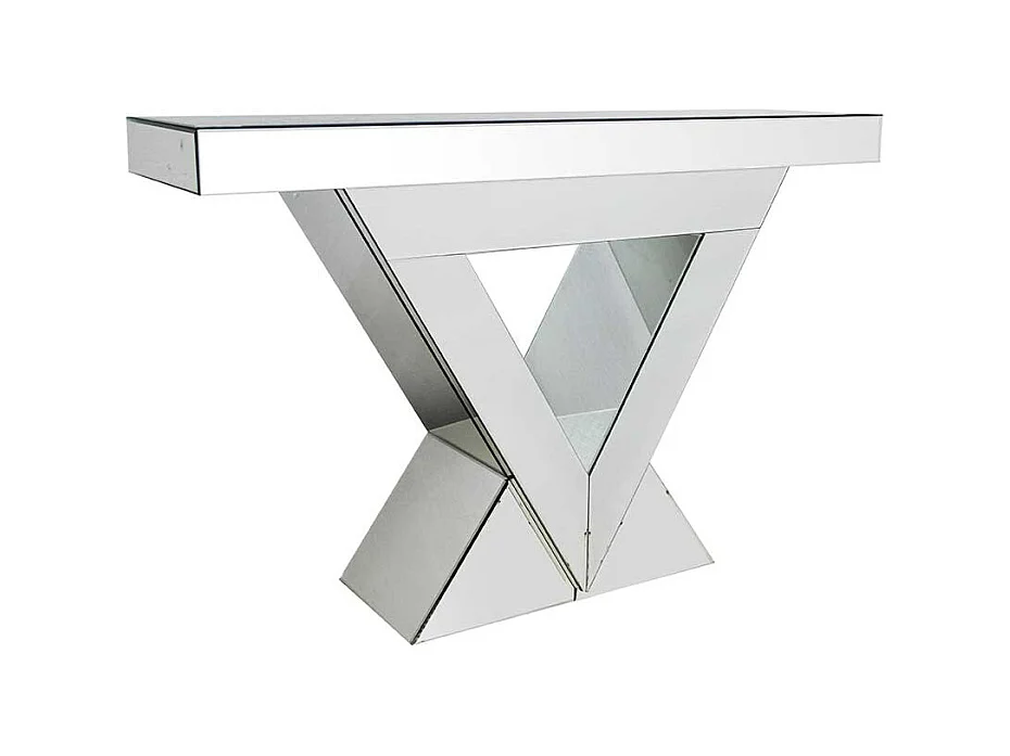 Spiegel Designtisch mit Glasplatte Säulengestell