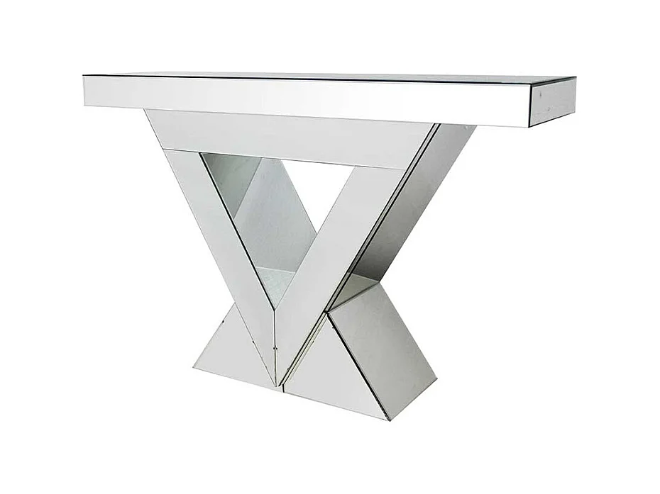 Spiegel Designtisch mit Glasplatte Säulengestell