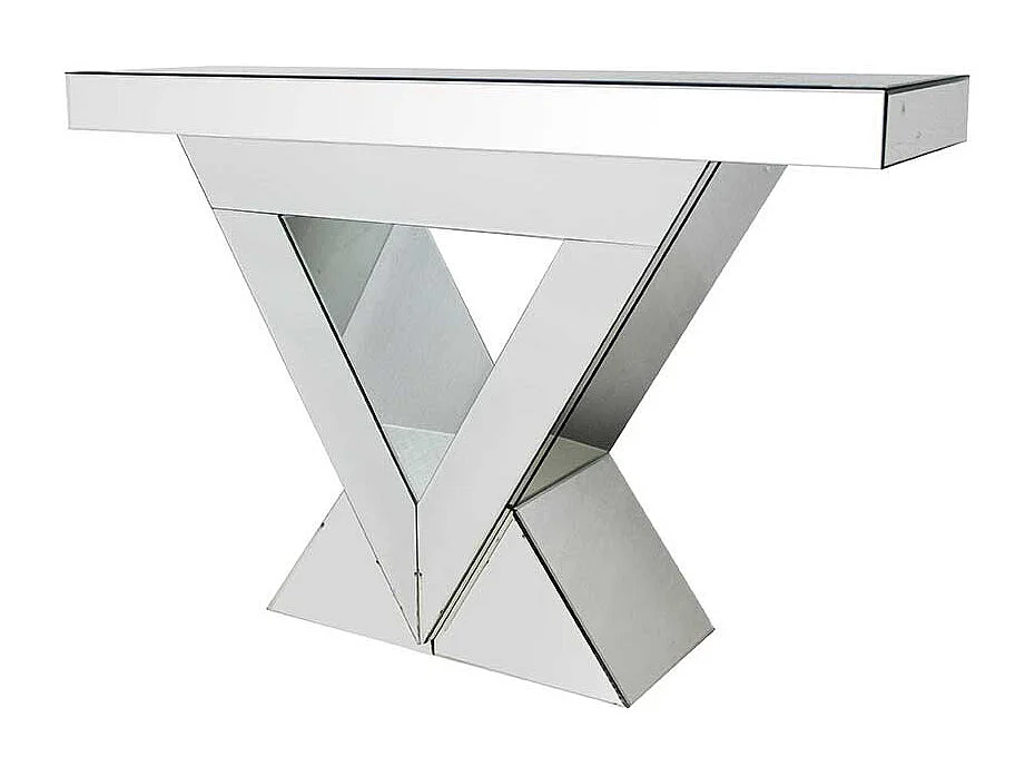 Spiegel Designtisch mit Glasplatte Säulengestell