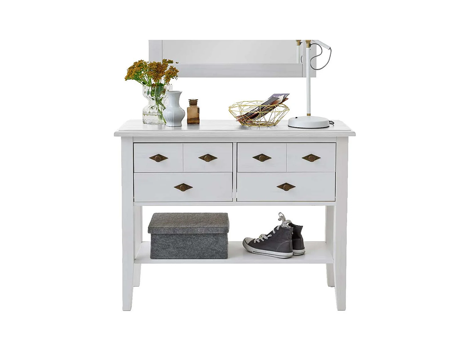 Kommoden Tisch in Weiß Landhausstil