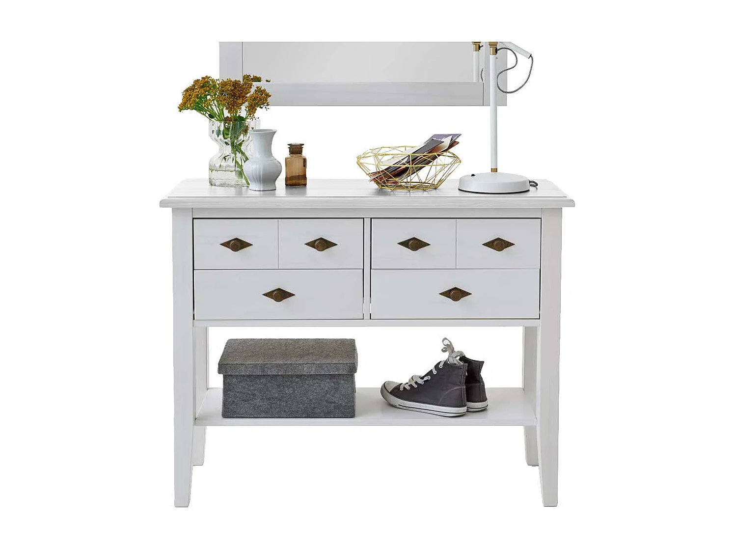 Kommoden Tisch in Weiß Landhausstil