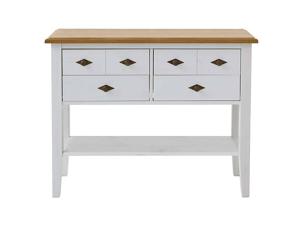 Landhaus Kommoden Tisch in Weiß Kiefer teilmassiv