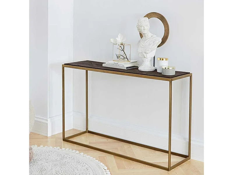 Konsolentisch Wandtisch aus Metall mit Massivholzplatte