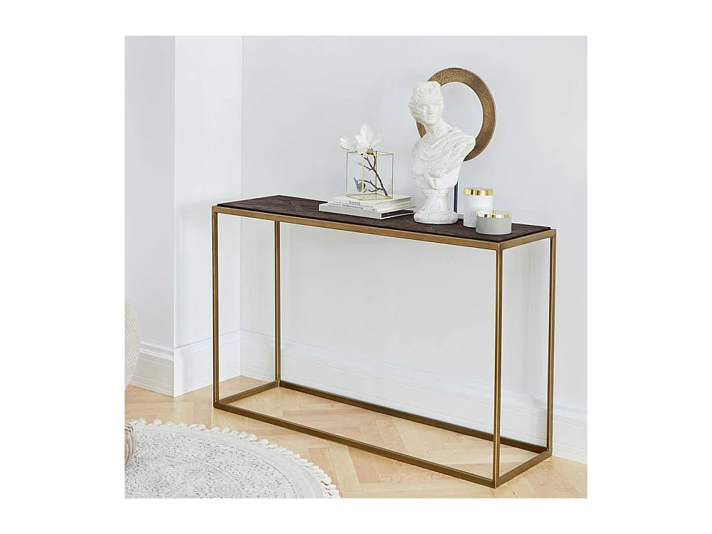 Konsolentisch Wandtisch aus Metall mit Massivholzplatte