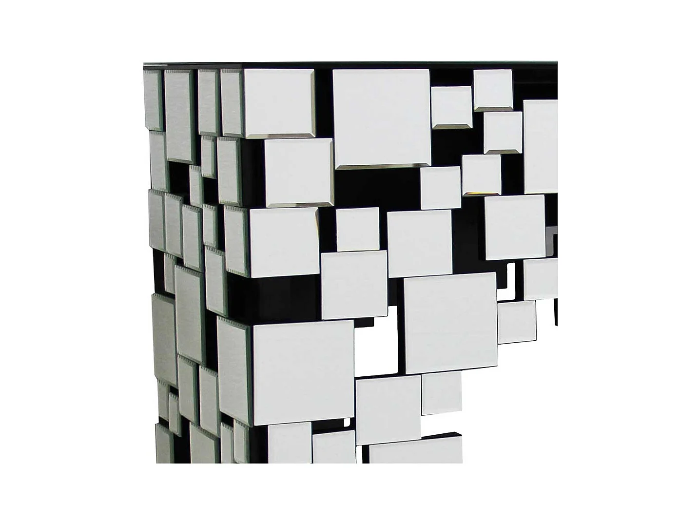 Spiegel Design Tisch mit Wangen Gestell Glasplatte