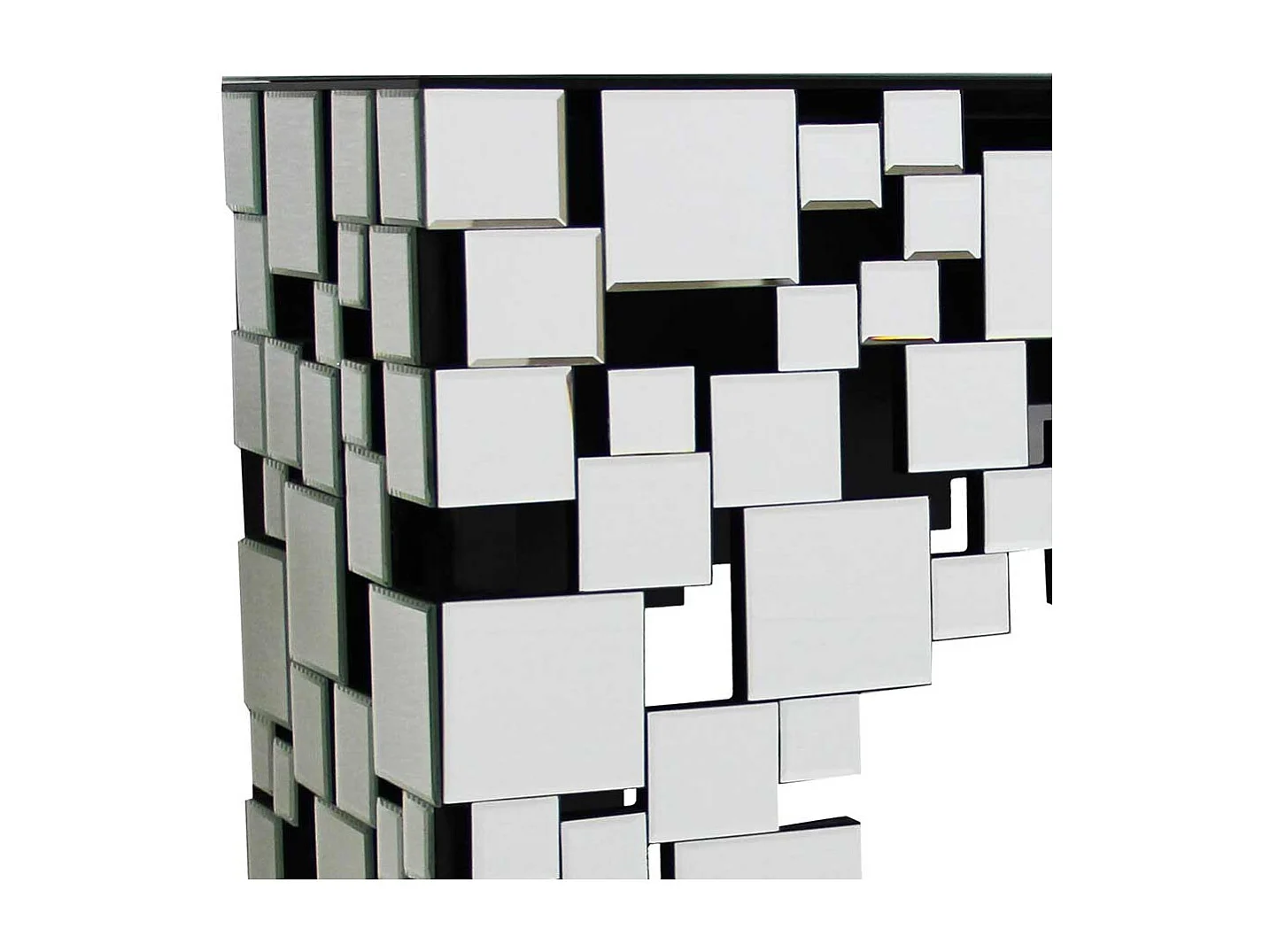 Spiegel Design Tisch mit Wangen Gestell Glasplatte