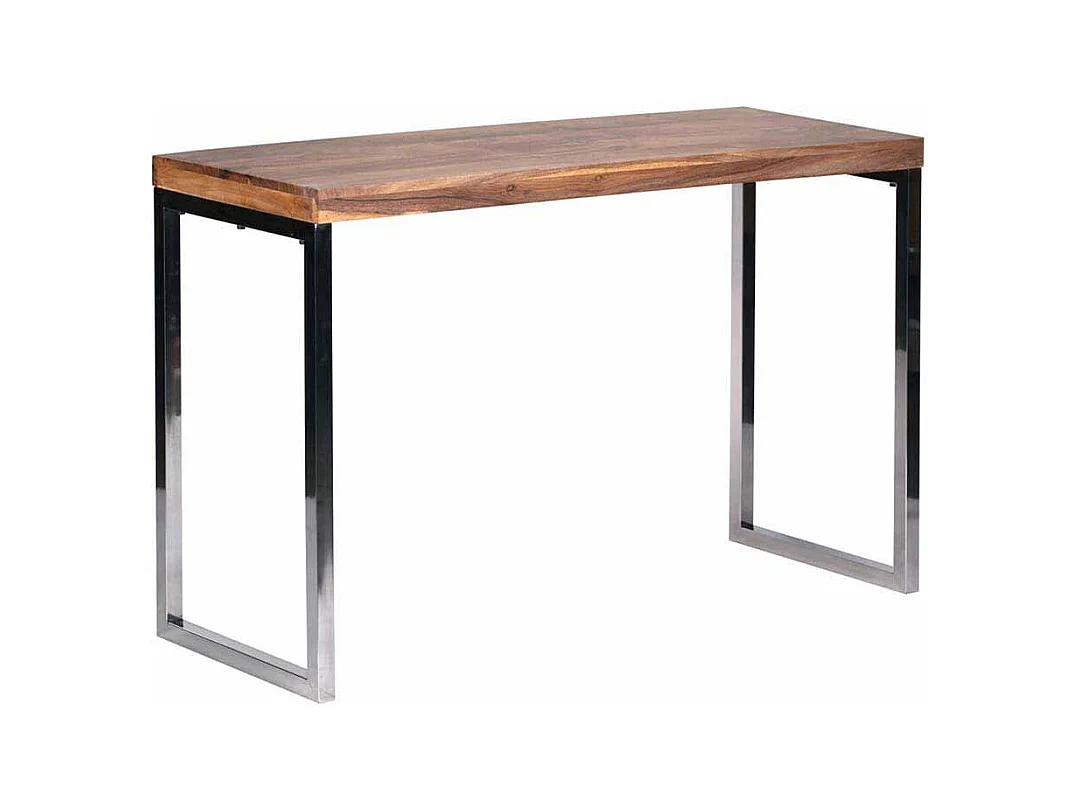 Design Konsolentisch aus Akazie Massivholz Metall verchromt