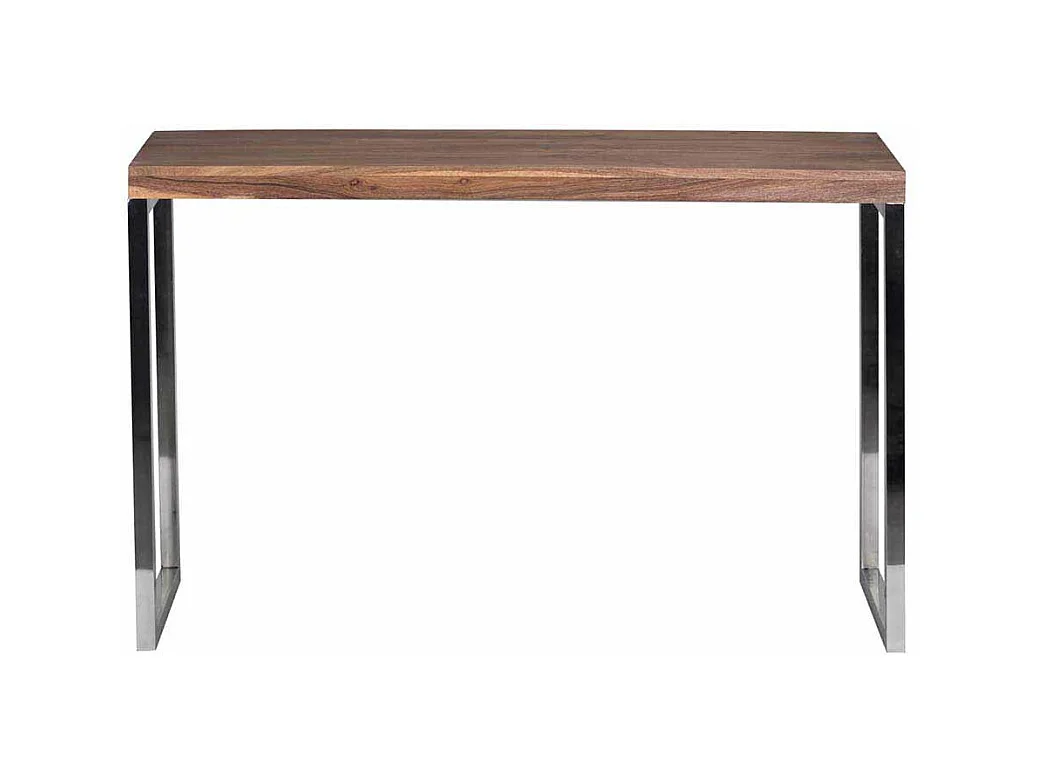 Design Konsolentisch aus Akazie Massivholz Metall verchromt