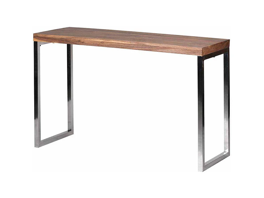 Design Konsolentisch aus Akazie Massivholz Metall verchromt