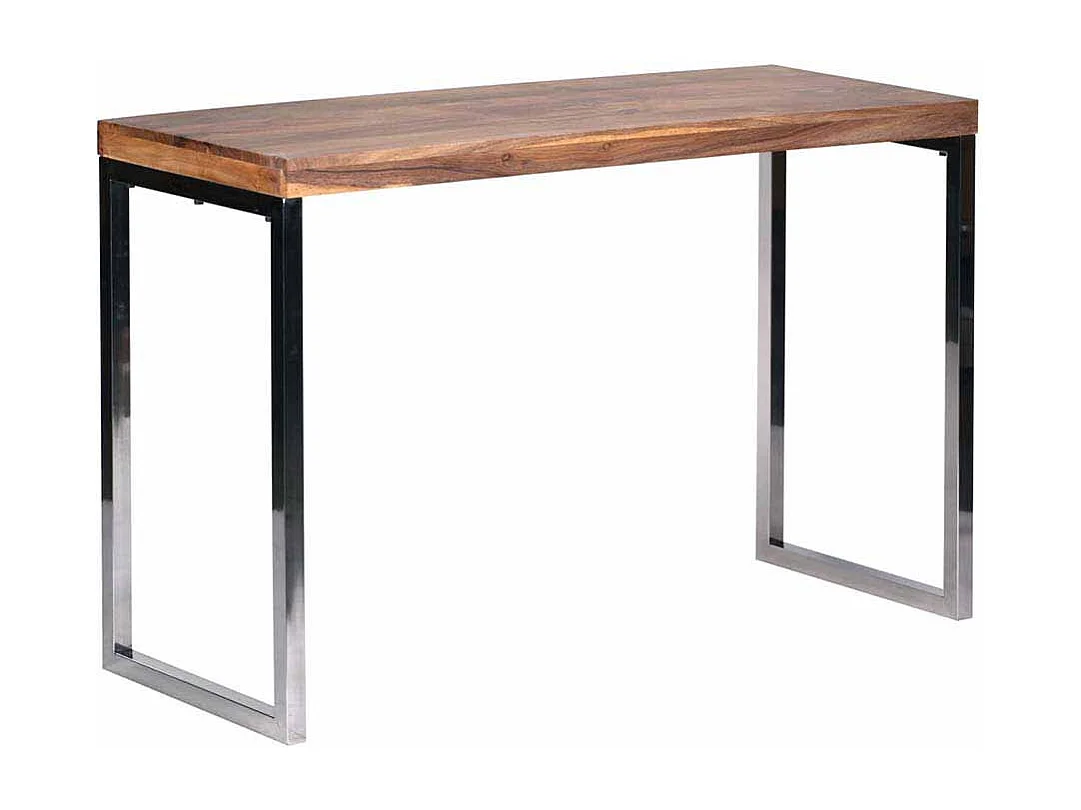 Design Konsolentisch aus Akazie Massivholz Metall verchromt