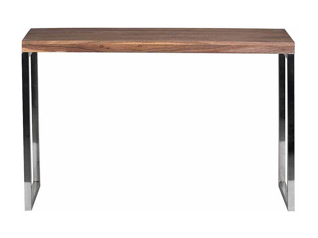 Design Konsolentisch aus Akazie Massivholz Metall verchromt