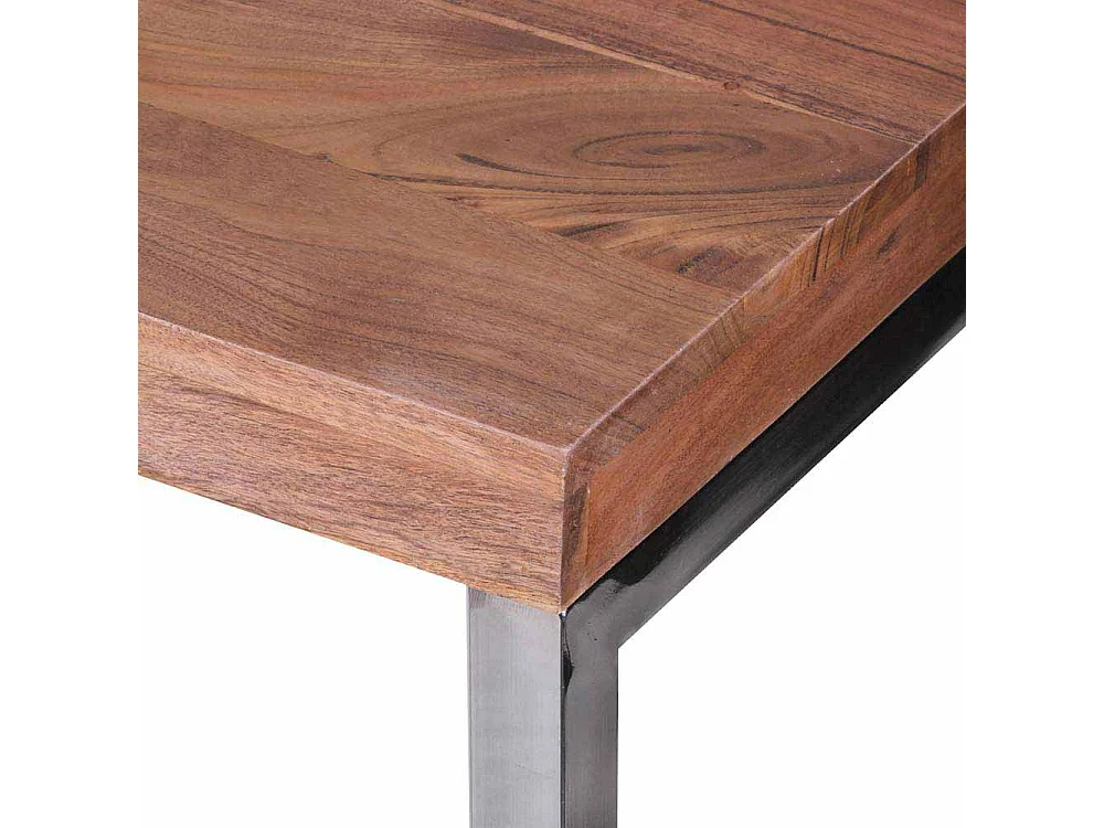 Design Konsolentisch aus Akazie Massivholz Metall verchromt