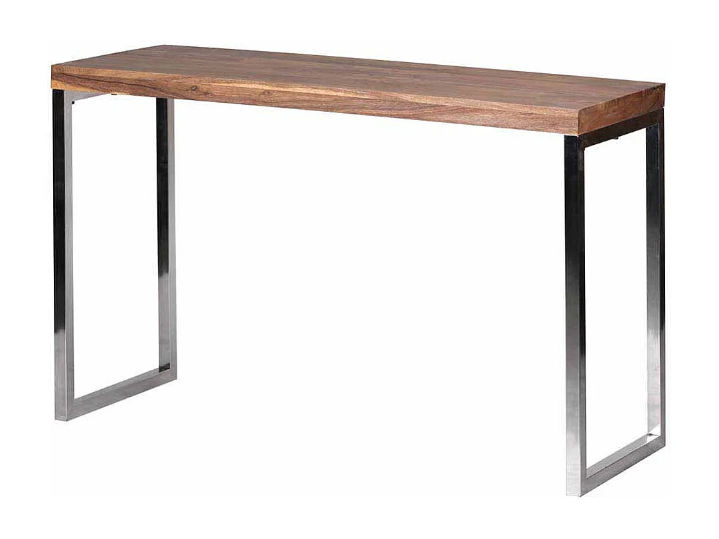 Design Konsolentisch aus Akazie Massivholz Metall verchromt