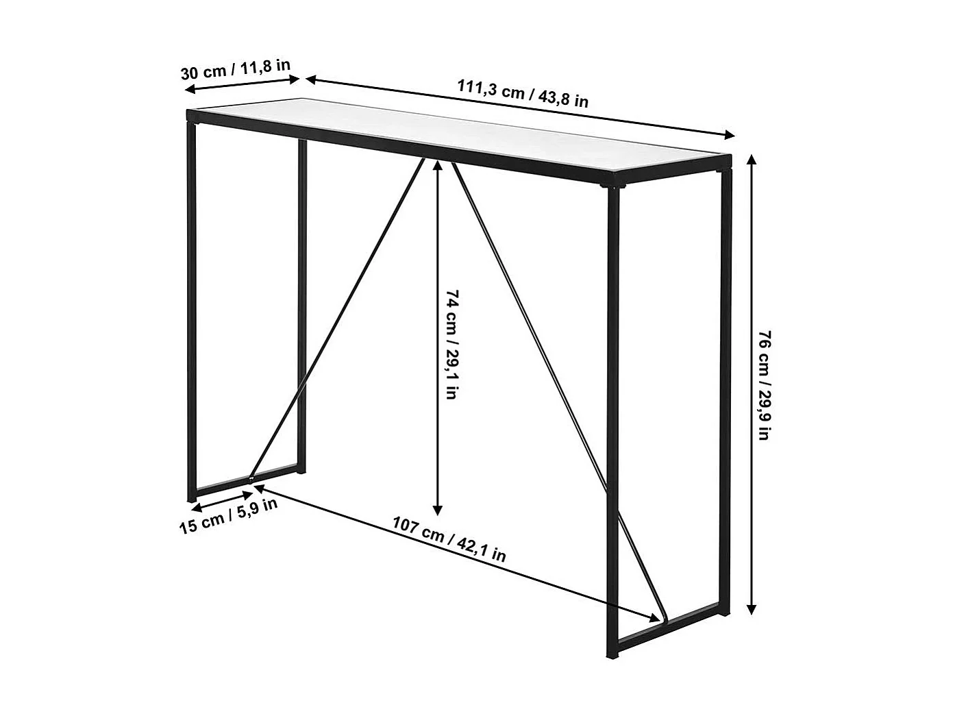 Konsolentisch Glastisch in modernem Design - Goldfarben