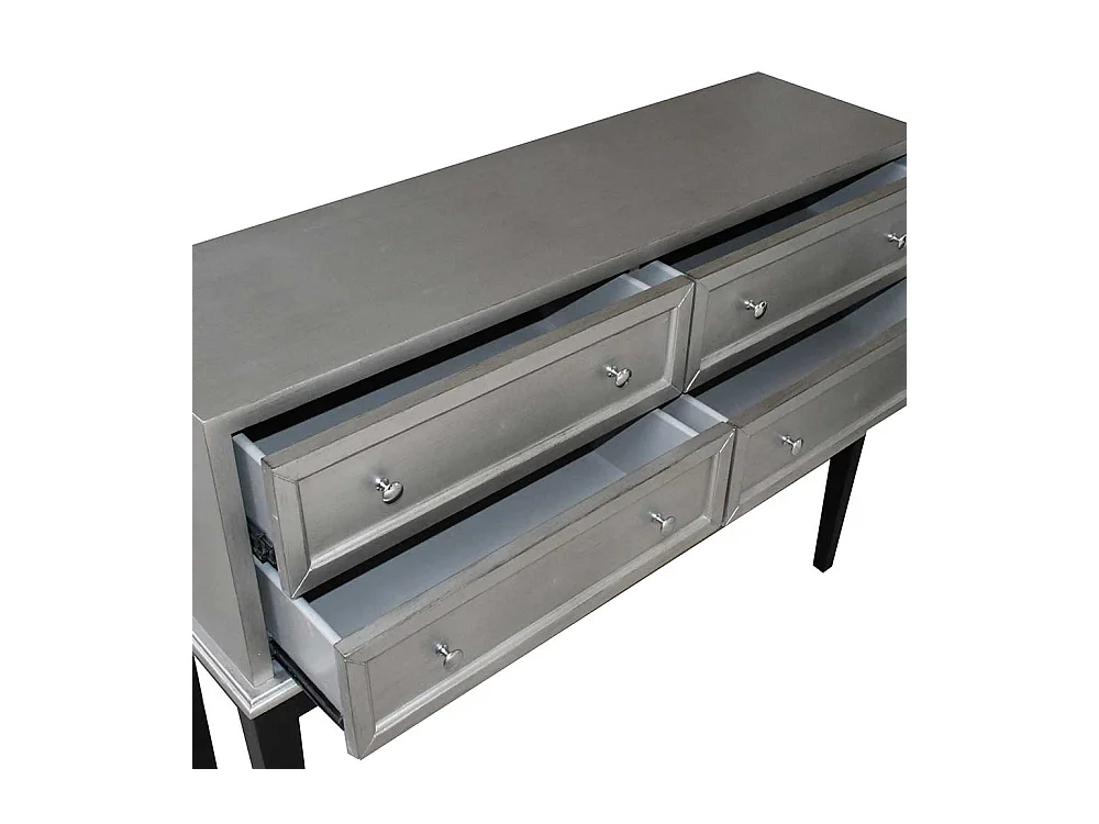 Retro Konsolentisch in Altsilberfarben und Schwarz vier Schubladen